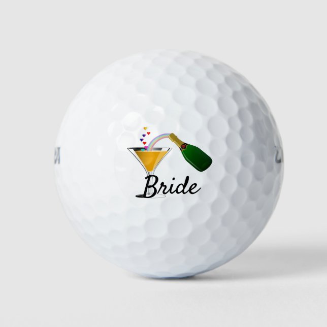 Champagne Toast Wedding Bride Golf Balls (Front)