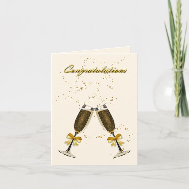 Champagne Toast Wedding Congratulations Custom Card (Front)