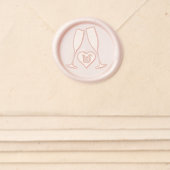 Champagne Toast Wedding Initial Heart Wax Seal Sticker (Front)