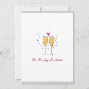 Champagne Toast Wedding Invitation- white Invitation