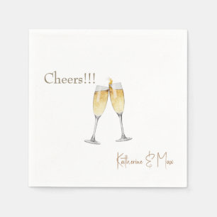 Champagne Toast Wedding Personalized Cocktail Napkins