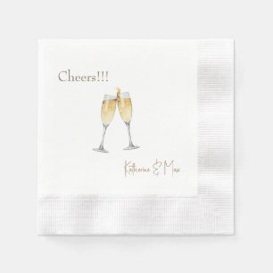 Champagne Toast Wedding Personalized Coined Napkins