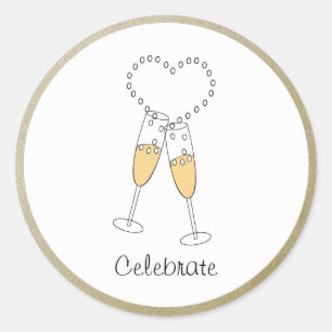 Champagne Toast with Heart Sticker