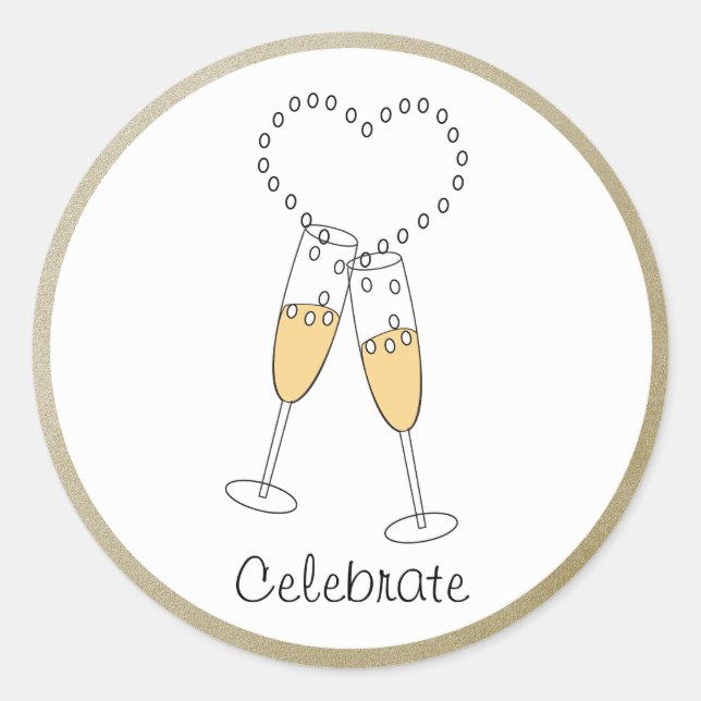 Champagne Toast with Heart Sticker (Front)