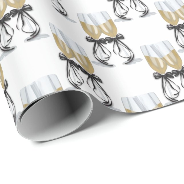 champagne toast with ribbon wrapping paper (Roll Corner)