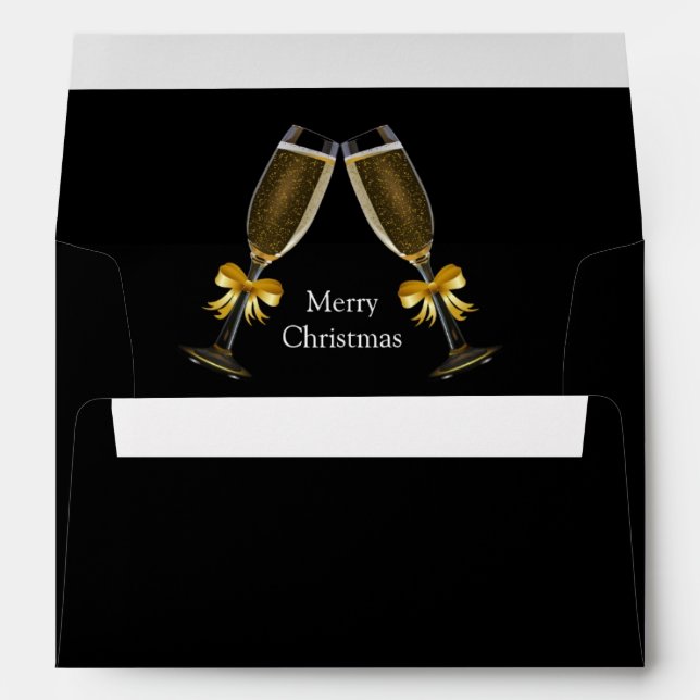 Champagne Toasting Flutes Christmas Envelope (Back (Bottom))