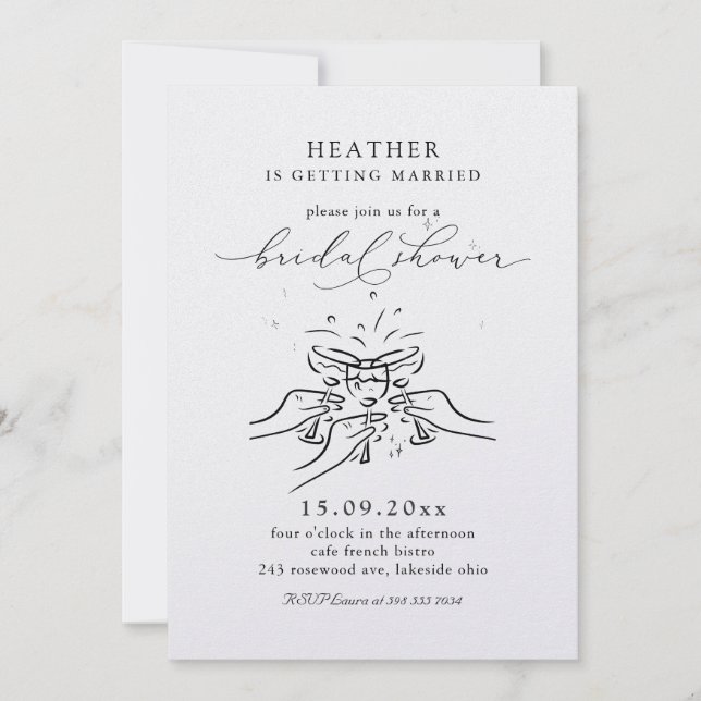 Champagne & Toasts Minimalist Bridal Shower Invitation (Front)