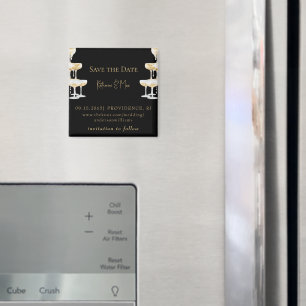 Champagne Tower Black Wedding Save the Date Magnet
