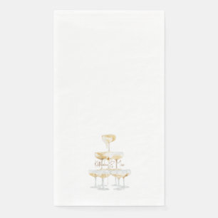 Champagne Tower Custom Names Wedding II Paper Guest Towels