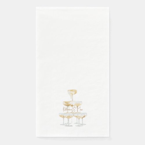 Champagne Tower Custom Names Wedding II Paper Guest Towels