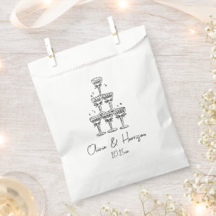 Champagne Tower Doodle Custom Name Wedding Favor Bag