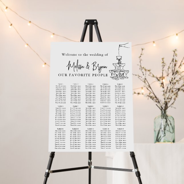Champagne tower elegant seating chart 15 tables foam board (In Situ (Stand))