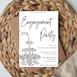 Champagne Tower Engagement Party Invitation