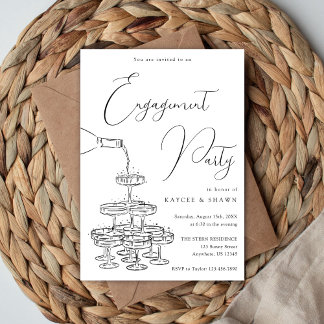 Champagne Tower Engagement Party Invitation