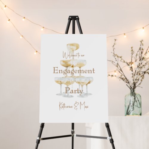 Champagne Tower Engagement Party Welcome Sign