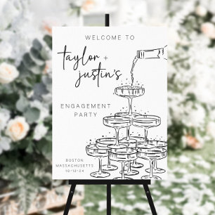 Champagne Tower Engagement Party Welcome Sign Hand