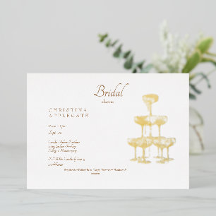 Champagne Tower Gold Text Bridal Shower Gold Foil Invitation
