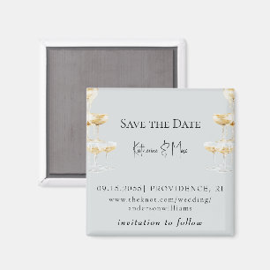 Champagne Tower Icy Blue Wedding Save the Date Magnet