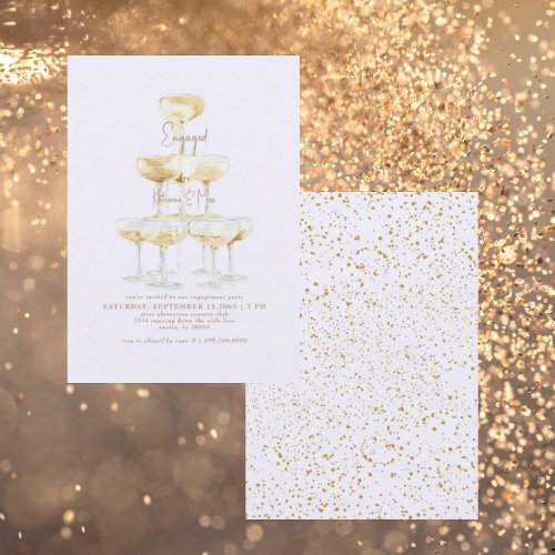 Champagne Tower Pale Lavender Engagement Party  Invitation