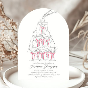 Champagne Tower Pink Coquette Bow Bridal Shower Invitation