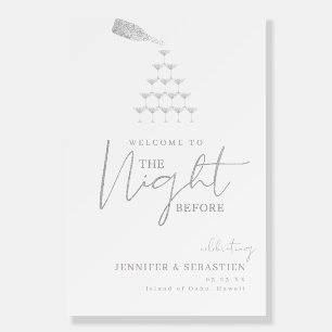 Champagne Tower Rehearsal Dinner Silver Welcome Foam Board