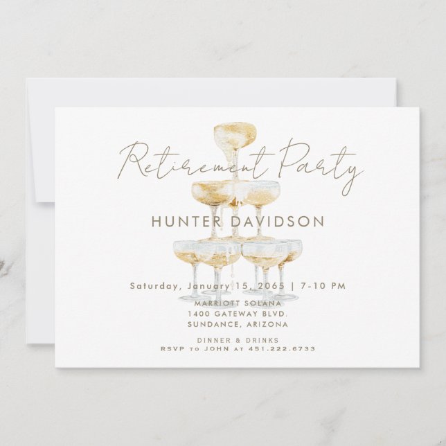 Champagne Tower Retirement Party  Invitation (Front)