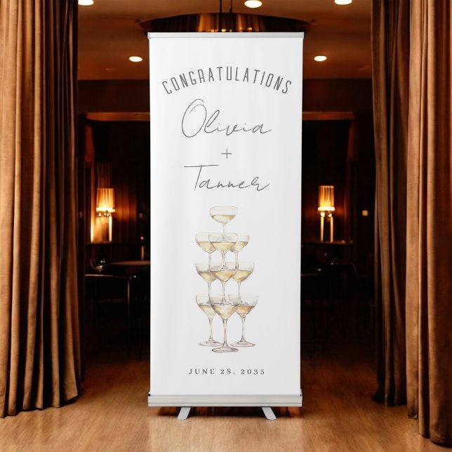 Champagne Tower Simple Chic Wedding or Engagement Retractable Banner (Creator Uploaded)