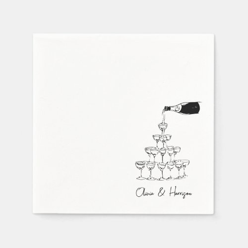 Champagne Tower Sketch Custom Name Wedding