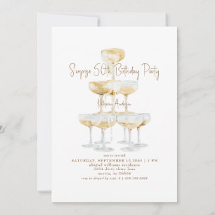 Champagne Tower Surprise 50th Birthday Party Invitation
