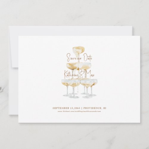 Champagne Tower Wedding Save Our Date Invitation
