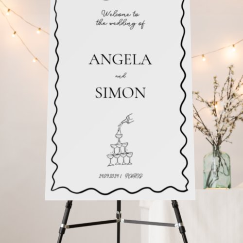 Champagne Tower Wedding Welcome Sign