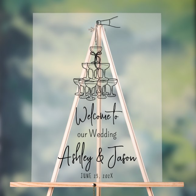 Champagne tower Welcome frosted Acrylic Sign (Neutral)