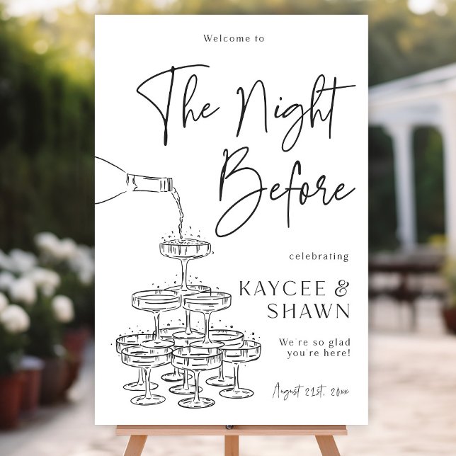 Champagne Tower Welcome Sign The Night Before Deco (Creator Uploaded)