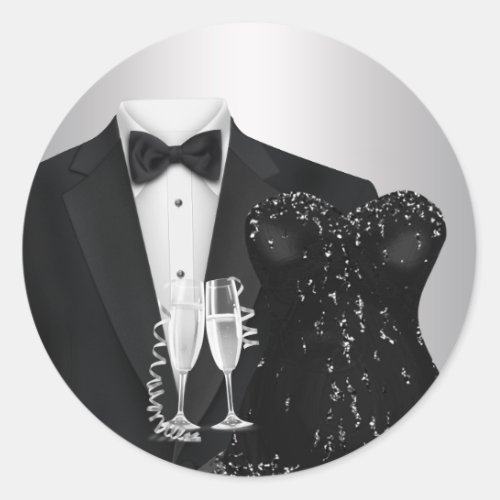 Champagne Tuxedo Black Dress Party Stickers