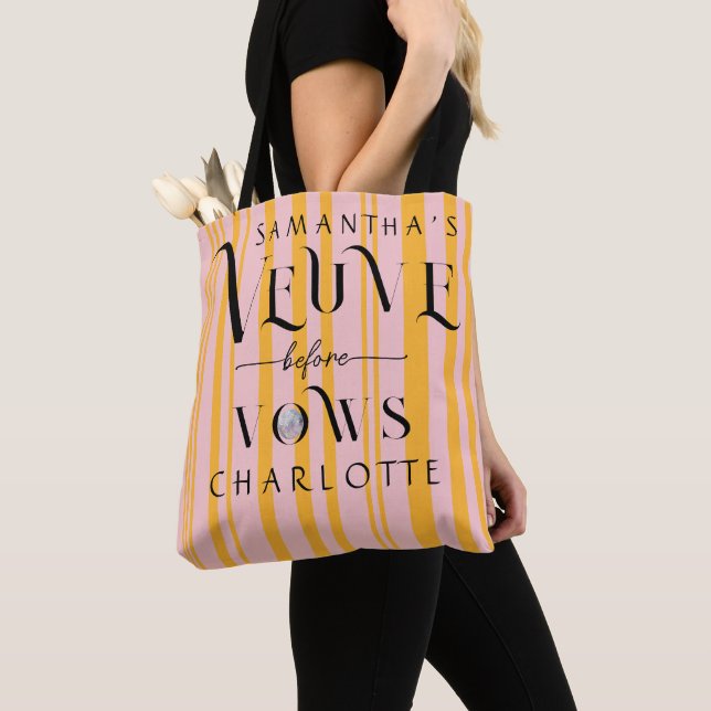 Champagne Veuve before Vows Bachelorette Party Tote Bag (Close Up)