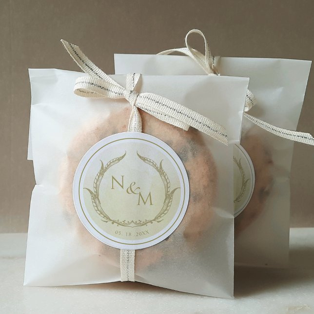 Champagne Watercolor Monogram Envelope Seal /Favor (Creator Uploaded)