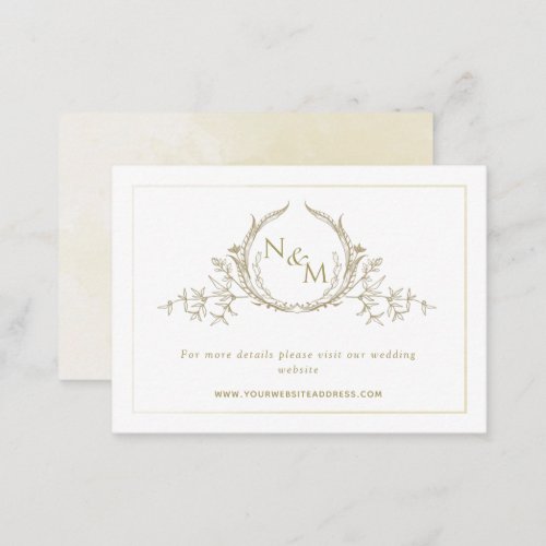 Champagne Watercolor Monogram Wedding Website Enclosure Card