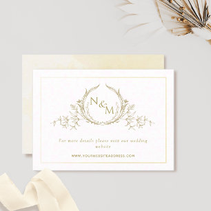 Champagne Watercolor Monogram Wedding Website Enclosure Card