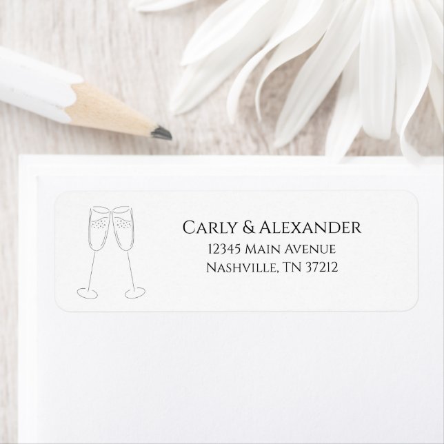 Champagne Wedding Engagement Return Address Labels (Insitu)