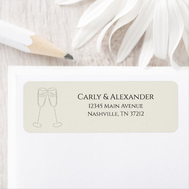 Champagne Wedding Engagement Return Address Labels (Insitu)