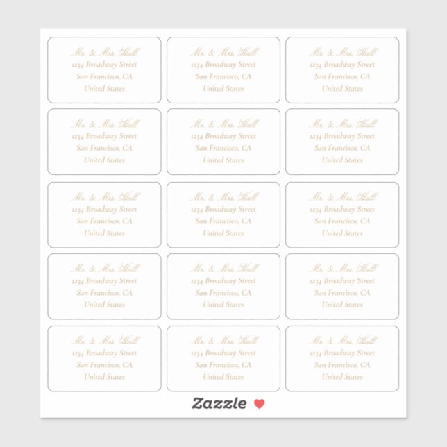 Champagne Wedding RSVP Return Address Labels (Sheet)