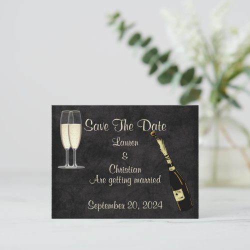Champagne Wedding Save The Date Black Announcement