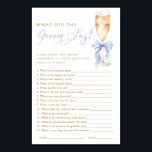 Champagne What Did the Groom Say Game Digital Poster<br><div class="desc">Add a playful yet refined touch to your bridal shower with this What Did the Groom Say? game. Designed in a chic gold champagne palette with a graceful blue bow,  it creates a memorable and joyful moment for guests.</div>