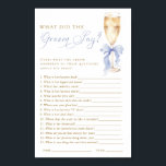 Champagne What Did the Groom Say Game Digital Poster<br><div class="desc">Add a playful yet refined touch to your bridal shower with this What Did the Groom Say? game. Designed in a chic gold champagne palette with a graceful blue bow,  it creates a memorable and joyful moment for guests.</div>