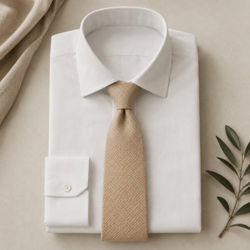 Champagne Wheat Herringbone Weave Neck Tie