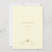 Champagne White and Gold Fleur de Lis Wedding Invitation (Back)