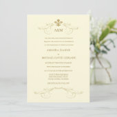 Champagne White and Gold Fleur de Lis Wedding Invitation (Standing Front)