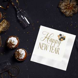 Champagne White & Gold New Year's Eve Paper Napkin
