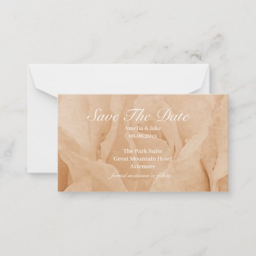 Champagne  White Wedding Rose Save the Date Card