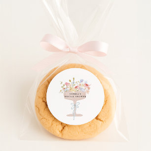 Champagne wildflower bridal shower classic round sticker